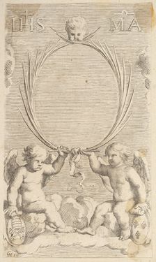 Two Angels Seated on Clouds. Creator: Claude Mellan