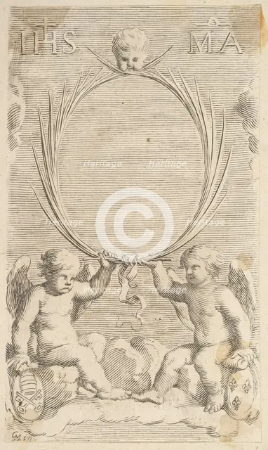 Two Angels Seated on Clouds. Creator: Claude Mellan.