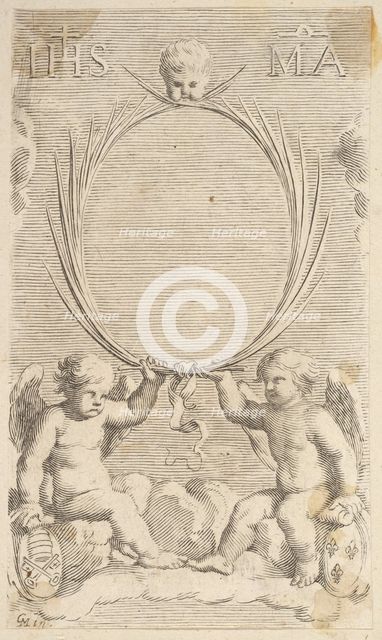 Two Angels Seated on Clouds. Creator: Claude Mellan.