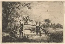 Two Anglers on a Bridge, 1647. Creator: Adriaen van Ostade