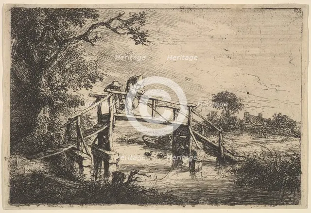Two Anglers on a Bridge, 1647. Creator: Adriaen van Ostade.