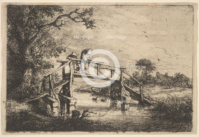 Two Anglers on a Bridge, 1647. Creator: Adriaen van Ostade.
