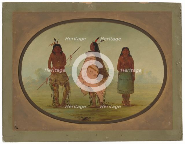 Two Apachee Warriors and a Woman, 1855/1869. Creator: George Catlin.