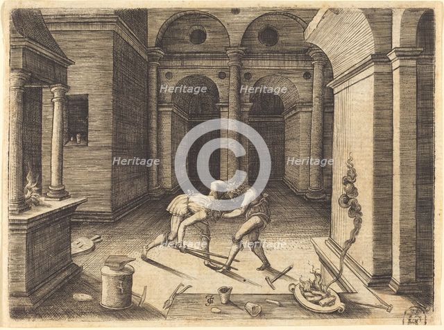 Two Apprentices Fighting. Creator: Jean de Gourmont I.