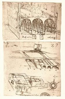 Two architectural drawings, c1472-c1519 (1883). Artist: Leonardo da Vinci