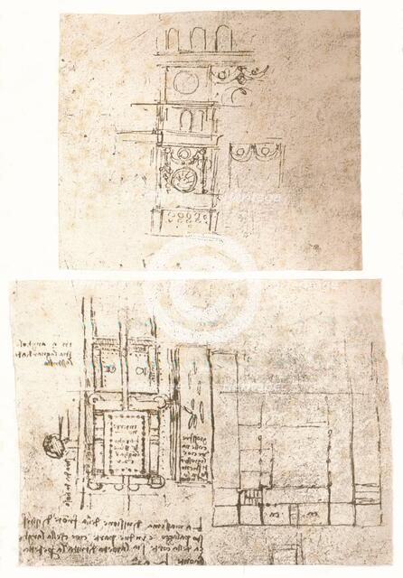 Two architectural drawings, c1472-c1519 (1883). Artist: Leonardo da Vinci.