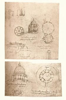 Two architectural drawings, c1472-c1519 (1883). Artist: Leonardo da Vinci