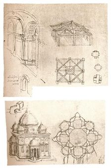 Two architectural drawings, c1472-c1519 (1883). Artist: Leonardo da Vinci