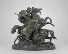 Two Arab Horsemen Killing a Lion, model 1838, cast by 1873. Creator: Antoine-Louis Barye