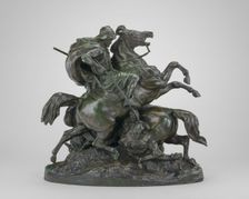 Two Arab Horsemen Killing a Lion, model 1838, cast by 1873. Creator: Antoine-Louis Barye