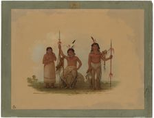 Two Arapaho Warriors and a Woman, 1861/1869. Creator: George Catlin