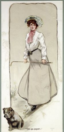 Two are Company lady golfer with her dog, c1900. Creator: Unknown