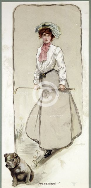 'Two are Company', lady golfer with her dog, c1900. Creator: Unknown.
