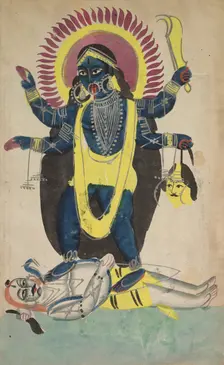Two Aspects of Kali: Kali Dancing on Shiva, c. 1880 - 1890. Creator: Unknown