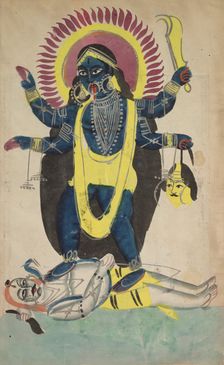 Two Aspects of Kali: Kali Dancing on Shiva, c. 1880 - 1890. Creator: Unknown