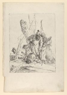 Two astrologers and a boy, from the Scherzi, ca. 1743-50. Creator: Giovanni Battista Tiepolo