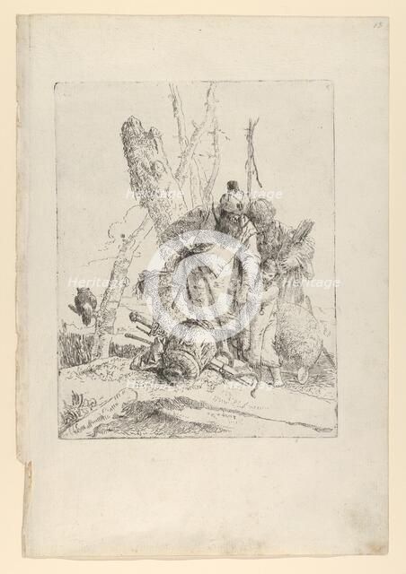 Two astrologers and a boy, from the Scherzi, ca. 1743-50. Creator: Giovanni Battista Tiepolo.