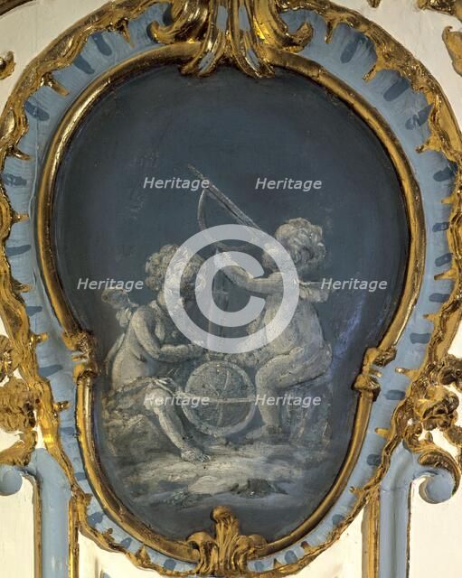 Two astronomers, a sphere and a telescope, between 1735 and 1745. Creator: Unknown.