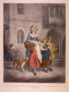 Two bunches a penny primroses, two bunches a penny Cries of London, c1870. Artist: Anon