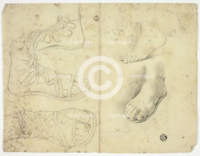 Two Bare Feet and Three Sandalled Feet, n.d. Creator: John Downman.