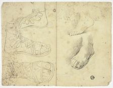 Two Bare Feet and Three Sandalled Feet, n.d. Creator: John Downman
