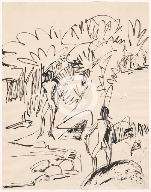 Two Bathers at Fehmarnküste, 1912. Creator: Ernst Kirchner.