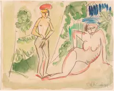 Two Bathers near the Woods, 1910/1911. Creator: Ernst Kirchner