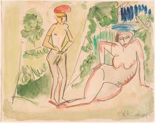 Two Bathers near the Woods, 1910/1911. Creator: Ernst Kirchner