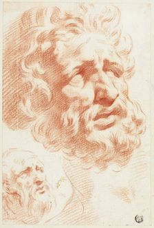 Two Bearded Heads, 1666-1712. Creator: Pietro Dandini
