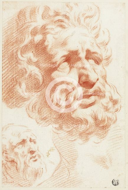 Two Bearded Heads, 1666-1712.  Creator: Pietro Dandini.