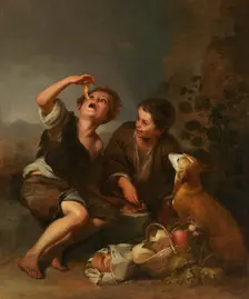 Two beggar boys eating fruit, 1842-1866. Creator: Wladimir Swertschkoff