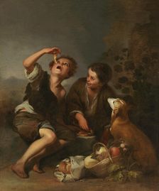 Two beggar boys eating fruit, 1842-1866. Creator: Wladimir Swertschkoff
