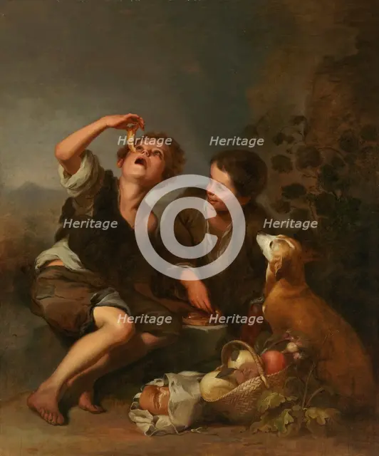 Two beggar boys eating fruit, 1842-1866.  Creator: Wladimir Swertschkoff.