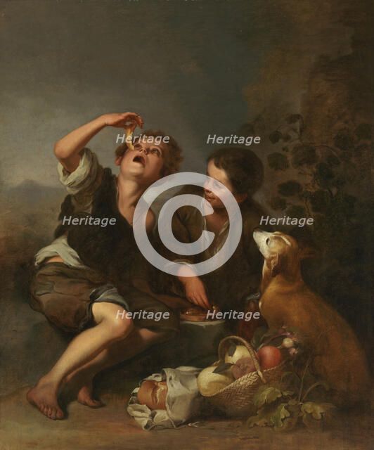 Two beggar boys eating fruit, 1842-1866.  Creator: Wladimir Swertschkoff.