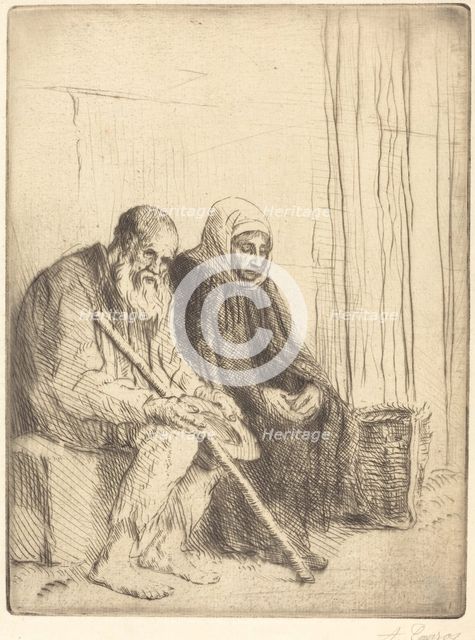 Two Beggars (Les deux mendiants). Creator: Alphonse Legros.