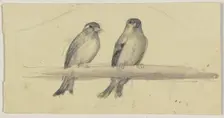 Two birds on a pole, 19th century. Creator: Jakob Becker