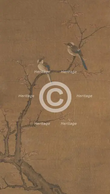 Two Birds on a Red Maple, about 1350. Creator: Zheng Xi.