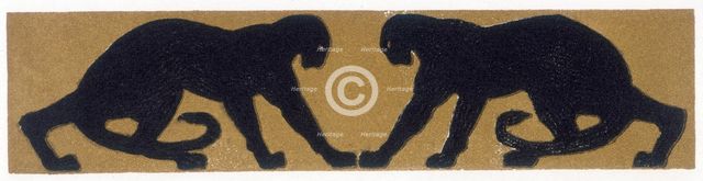 Two black panthers, 1919.  Creator: Paul Jouve.