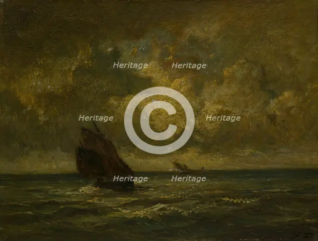 Two Boats in a Storm, 1870/75. Creator: Jules Dupré.