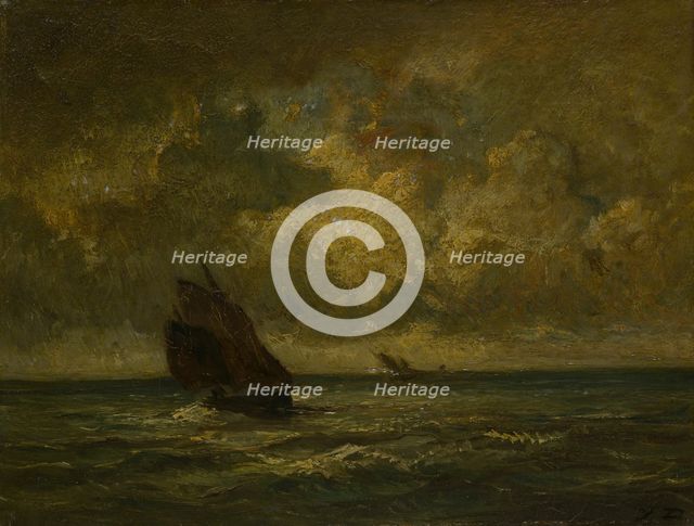Two Boats in a Storm, 1870/75. Creator: Jules Dupré.