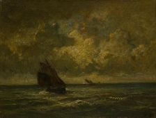 Two Boats in a Storm, 1870/75. Creator: Jules Dupré