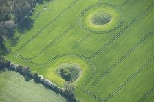 Two bowl barrows showing as earthworks on North Hill, Winterbourne Steepleton, Dorset, 2015. Creator: Historic England