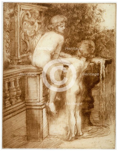'Two Boys at a Water Fountain', c1864-1930. Artist: Anna Lea Merritt