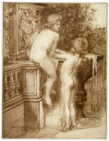 Two Boys at a Water Fountain c1864-1930. Artist: Anna Lea Merritt