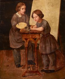 Two Boys at the Table, between 1830-1850. Creator: Unknown