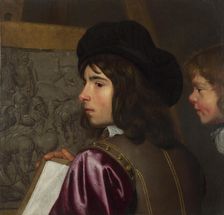 Two Boys before an Easel, c. 1645. Artist: Oost, Jacob van, the Elder (1601-1671)