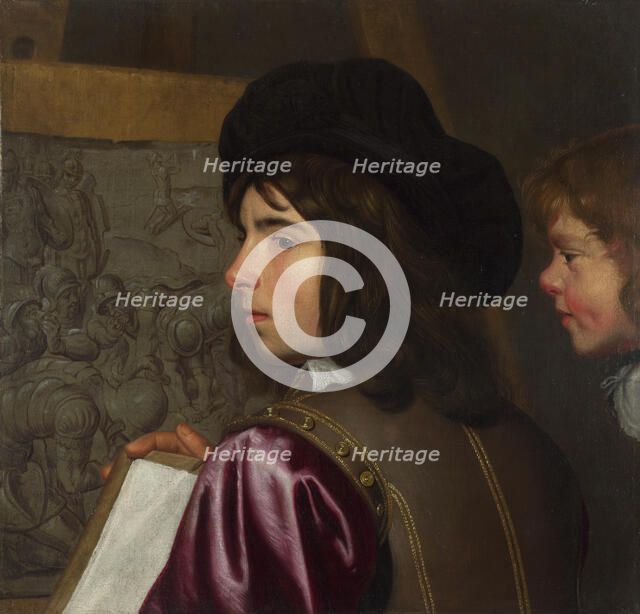 Two Boys before an Easel, c. 1645. Artist: Oost, Jacob van, the Elder (1601-1671)