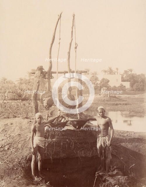 Two Boys Beside a Well, 1880s. Creator: Unknown.