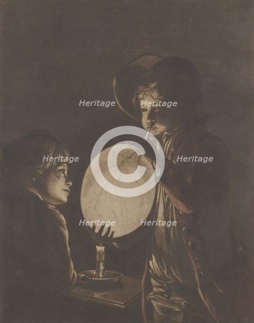 Two Boys Blowing a Bladder by Candle-light, 1773., 1773. Creator: Peter Perez Burdett.