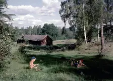 Two boys in the countryside during their summer holidays, Sweden, 1950s. Creator: Karl Sandels